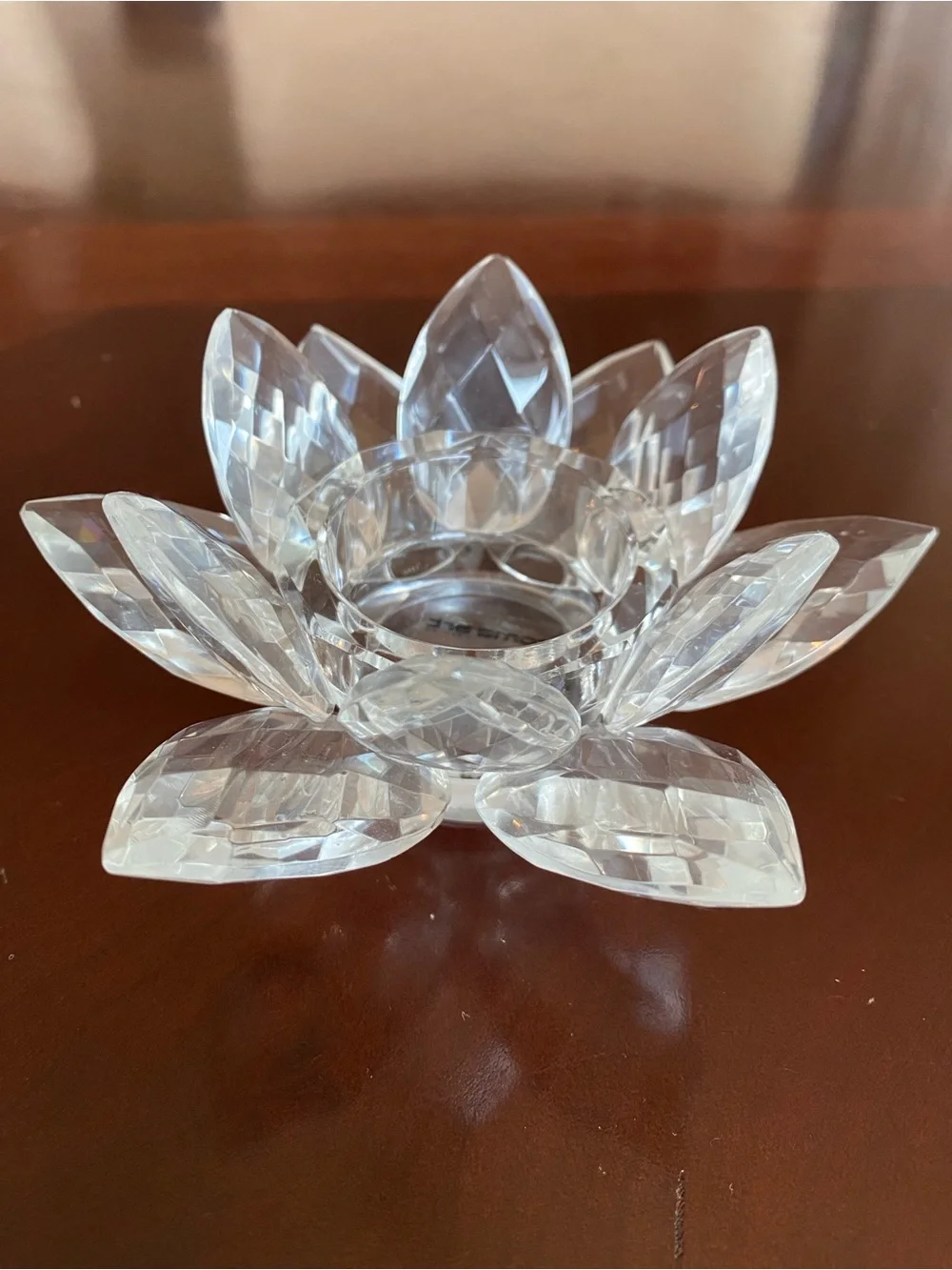 NIB Crystal Lotus Tea Light/Candle Holders - Clear (Set of 2)
